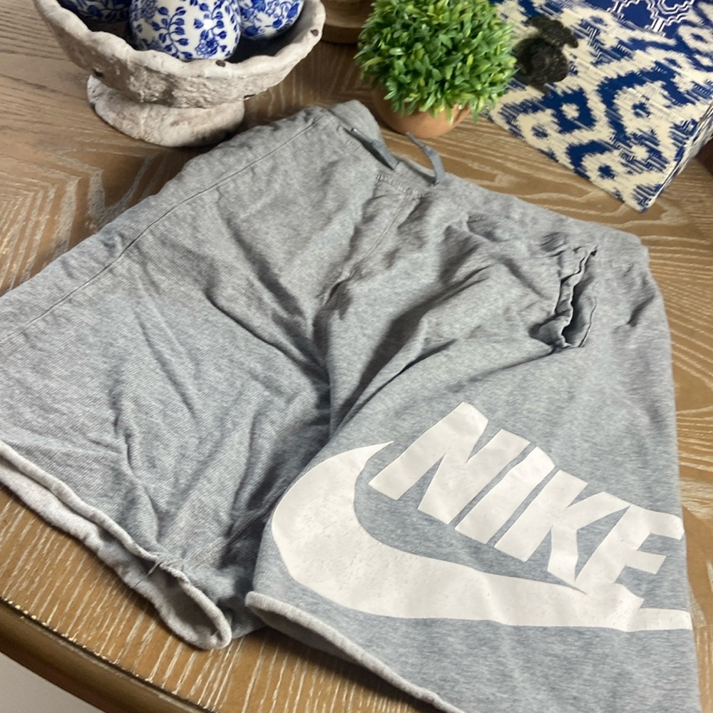 Big Boys Nike Gray Swoosh Athletic Cut Off Style  Summer Shorts